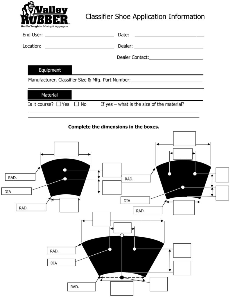 Classifier Shoe Application Data Sheet